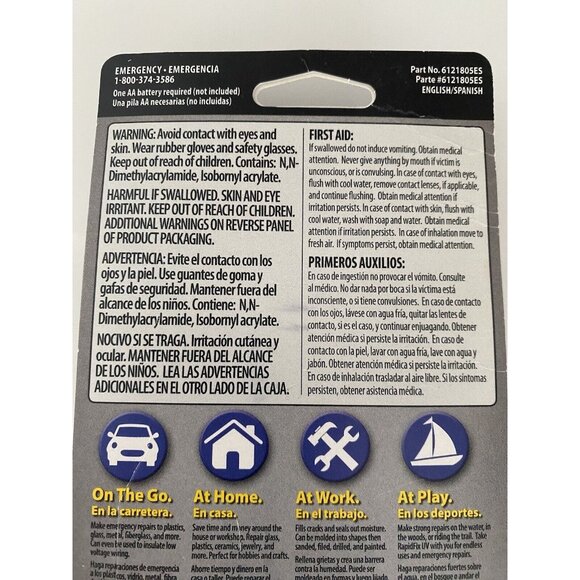 Rapid Fix UV Liquid Plastic Adhesive‎ With UV Lamp # 6121815 Auto New In Box - Picture 5 of 10